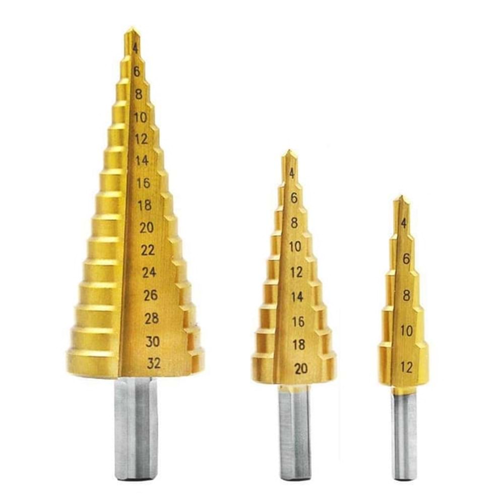 KADEMELİ MATKAP UCU-SET 3 LÜ--ARG-SARI