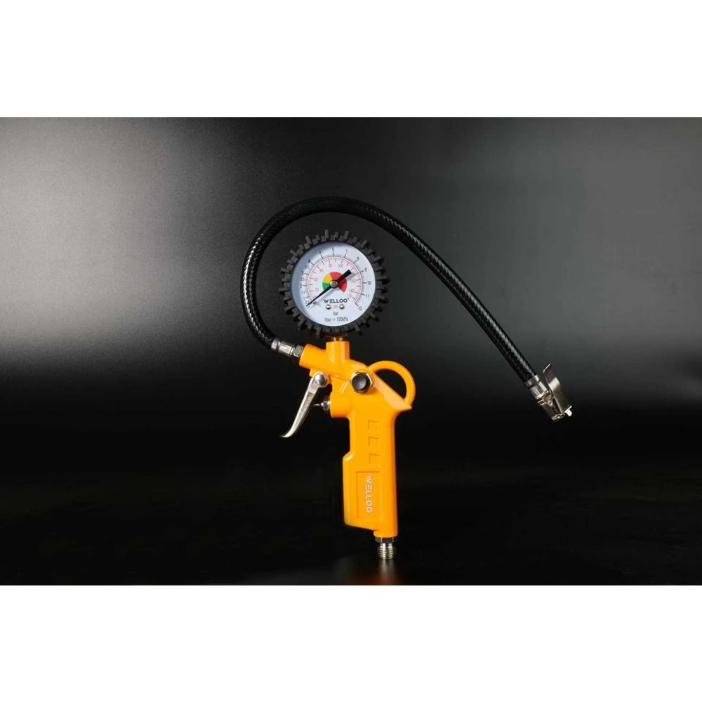 LASTİK ŞİŞİRME TABANCASI-SAATLİ-1/4'' 12 BAR-WELLOO-SARI